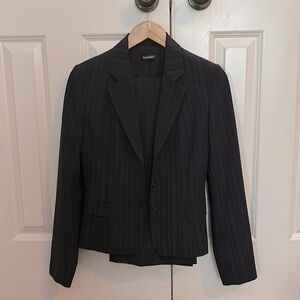 Tahari black stripe suit